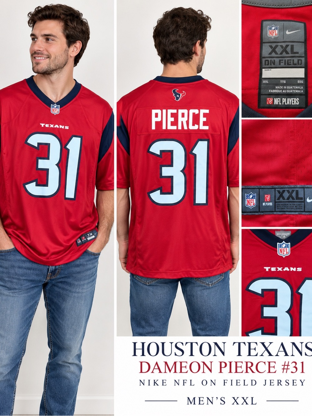 Nike NFL Houston Texans Red Dameon Pierce #31 Replica Jersey